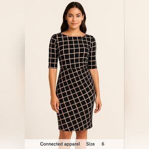 Elegant Black and Pink Grid Pattern Dress